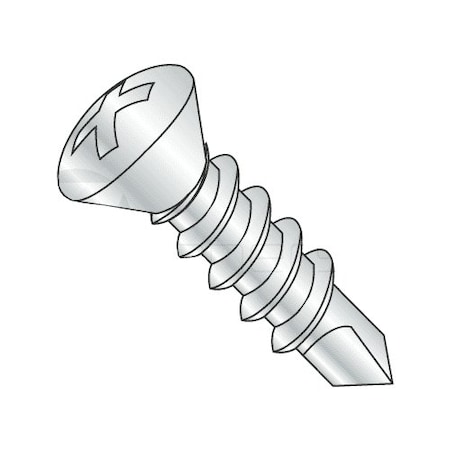 Newport Fasteners Self-Drilling Screw, #8 x 1-1/4 in, Zinc Plated Steel Oval Head Phillips Drive, 500 PK 696748-500
